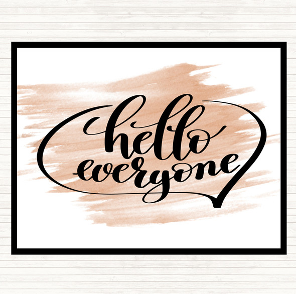 Watercolour Hello Everyone Quote Dinner Table Placemat