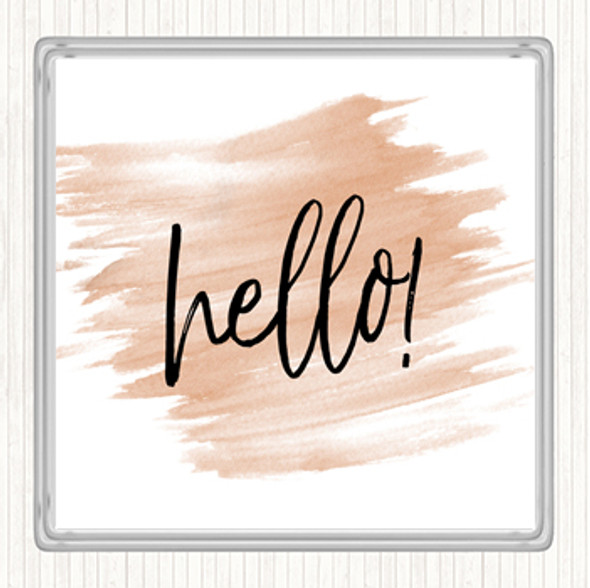 Watercolour Hello Fancy Quote Drinks Mat Coaster