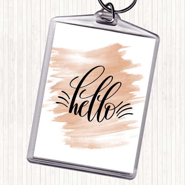 Watercolour Hello Quote Bag Tag Keychain Keyring