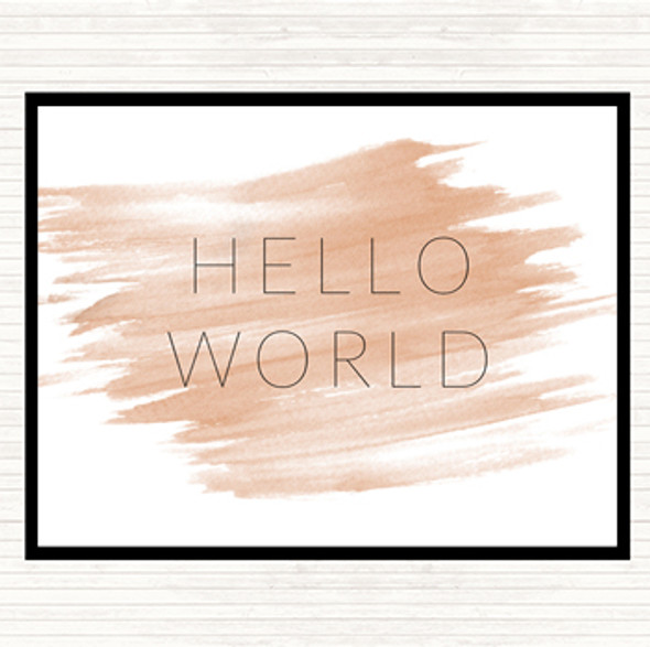 Watercolour Hello World Quote Dinner Table Placemat