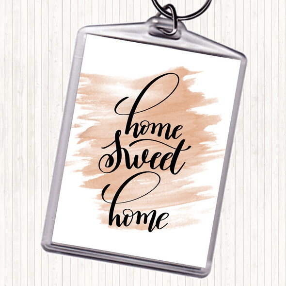 Watercolour Home Sweet Home Quote Bag Tag Keychain Keyring