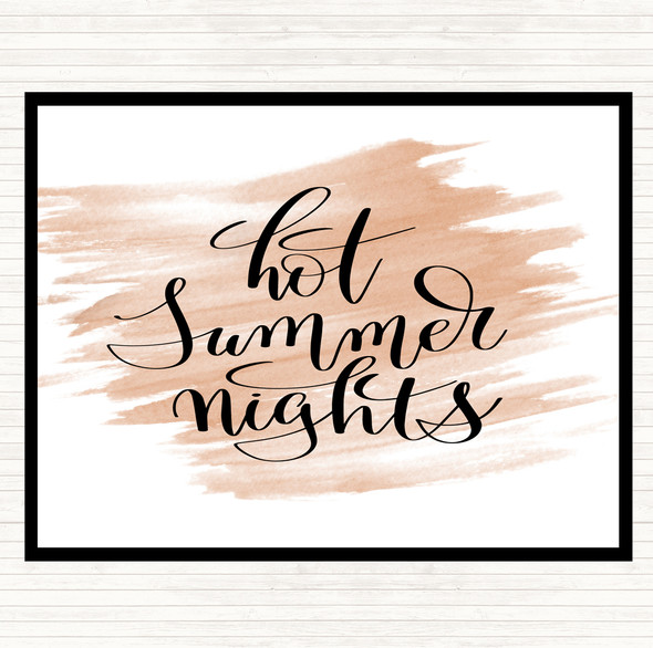 Watercolour Hot Summer Nights Quote Dinner Table Placemat