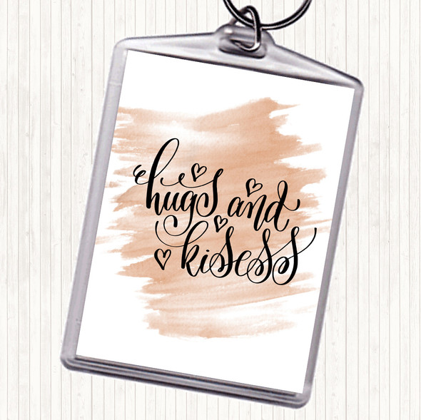 Watercolour Hugs And Kisses Quote Bag Tag Keychain Keyring