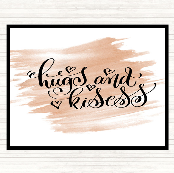 Watercolour Hugs And Kisses Quote Dinner Table Placemat