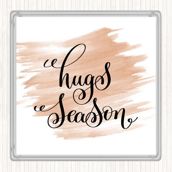 Watercolour Hugs Season Quote Drinks Mat Coaster