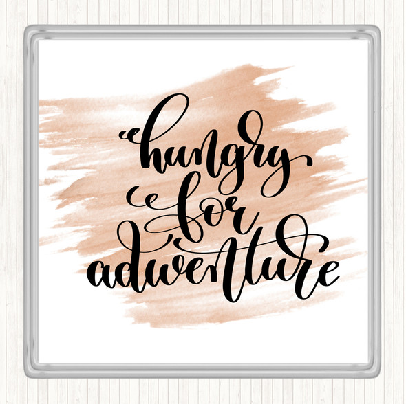 Watercolour Hungry For Adventure Quote Drinks Mat Coaster