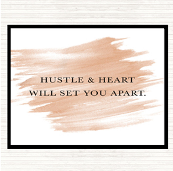 Watercolour Hustle And Heart Quote Dinner Table Placemat