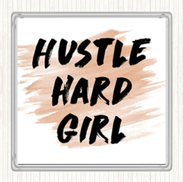 Watercolour Hustle Hard Quote Drinks Mat Coaster