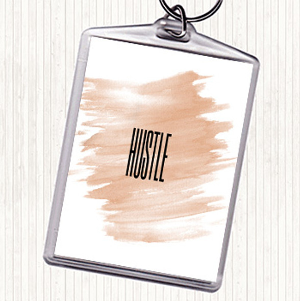 Watercolour Hustle Quote Bag Tag Keychain Keyring