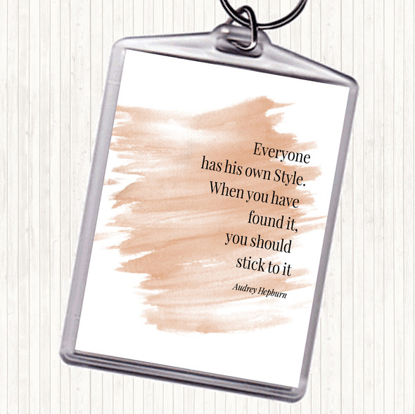 Watercolour Audrey Hepburn Own Style Quote Bag Tag Keychain Keyring
