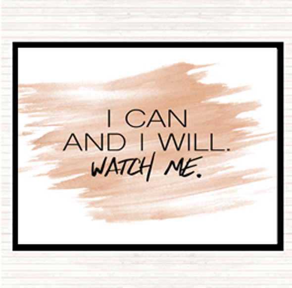 Watercolour I Can And I Will Quote Dinner Table Placemat