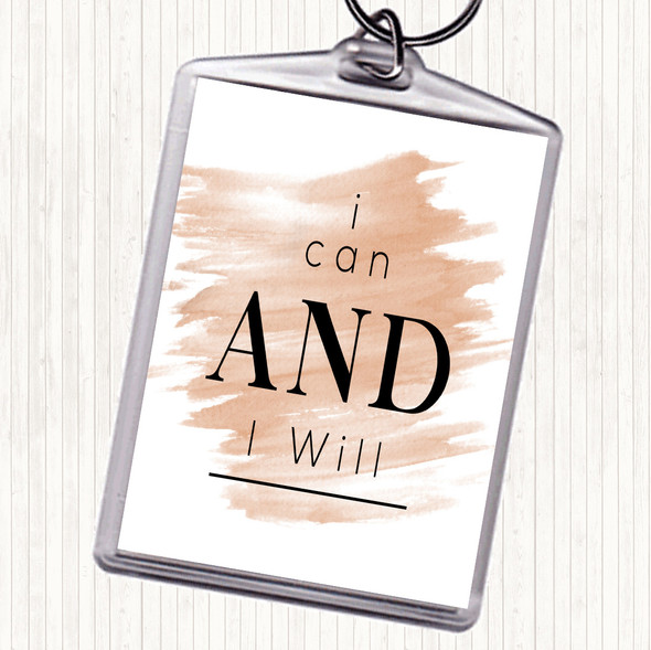 Watercolour I Can And Will Quote Bag Tag Keychain Keyring