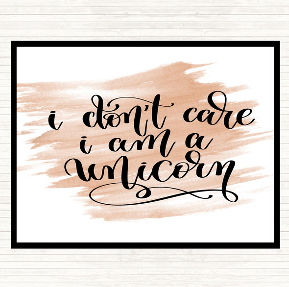 Watercolour I Don't Car I'm Unicorn Quote Mouse Mat Pad