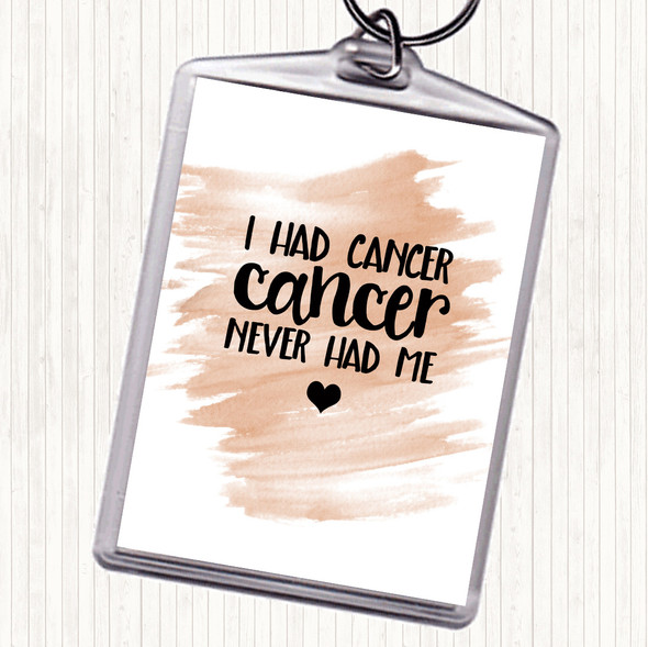 Watercolour I Had Cancer Cancer Never Had Me Quote Bag Tag Keychain Keyring