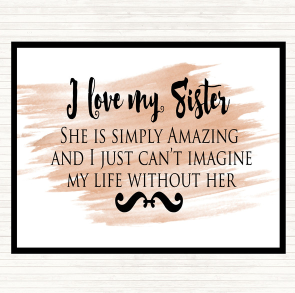 Watercolour I Love My Sister Quote Dinner Table Placemat