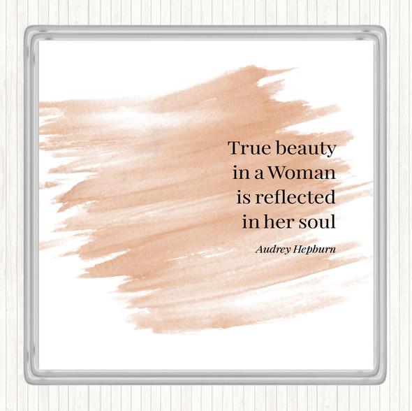 Watercolour Audrey Hepburn True Beauty Quote Drinks Mat Coaster