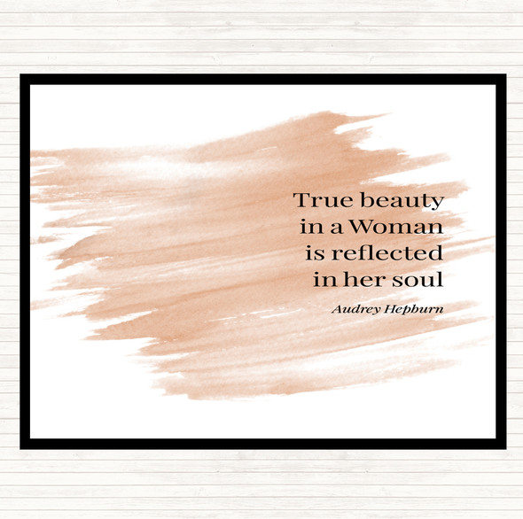 Watercolour Audrey Hepburn True Beauty Quote Dinner Table Placemat