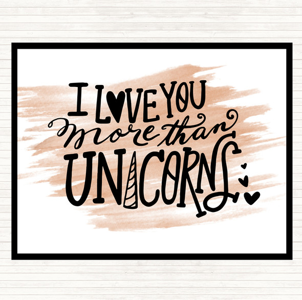 Watercolour I Love You Unicorn Quote Mouse Mat Pad