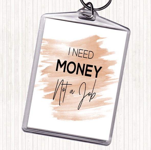 Watercolour I Need Money Quote Bag Tag Keychain Keyring