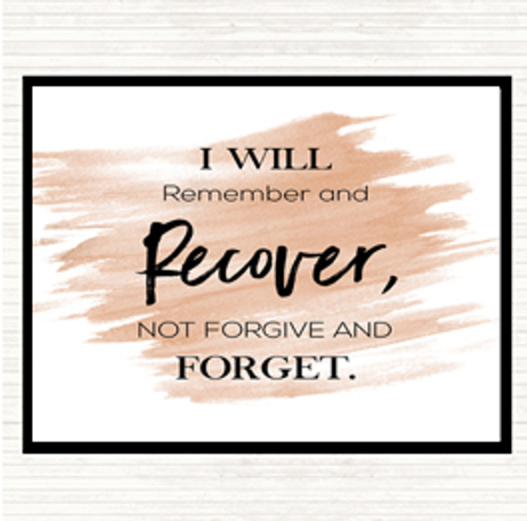 Watercolour I Will Remember Quote Dinner Table Placemat