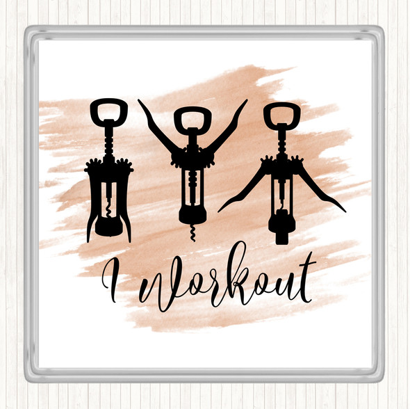 Watercolour I Workout Quote Drinks Mat Coaster