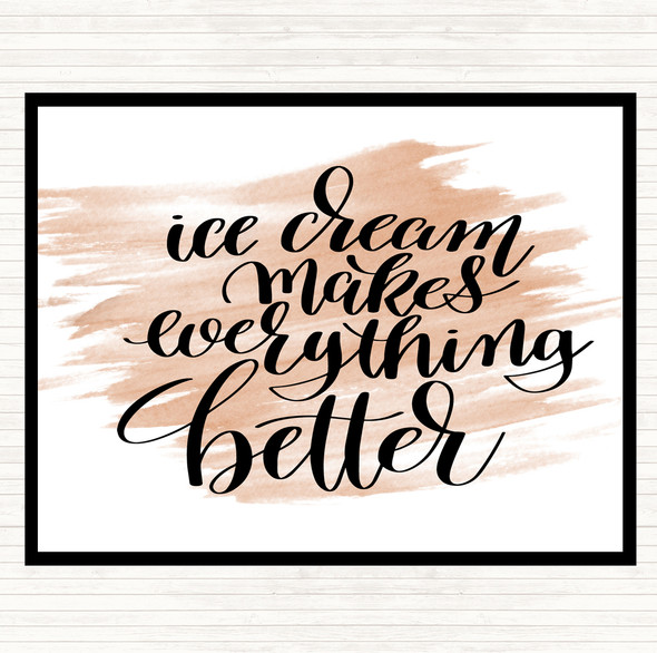 Watercolour Ice Cream Quote Dinner Table Placemat