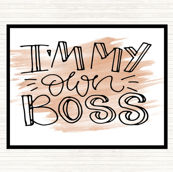 Watercolour I'm My Own Boss Quote Mouse Mat Pad