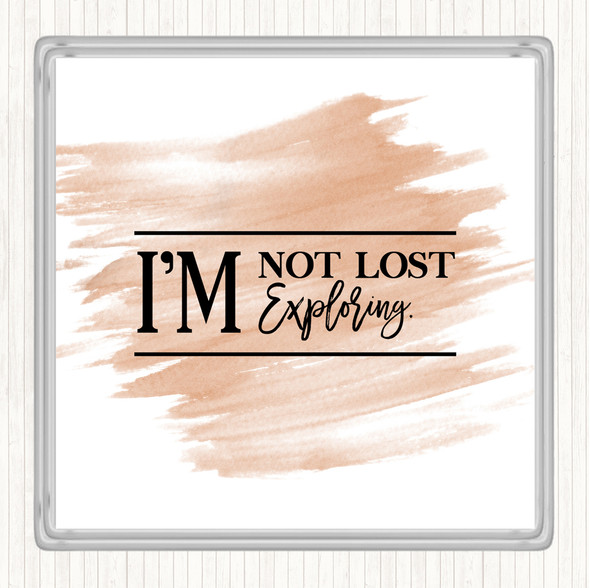Watercolour I'm Not Lost I'm Exploring Quote Drinks Mat Coaster