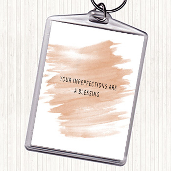 Watercolour Imperfections Are A Blessing Quote Bag Tag Keychain Keyring