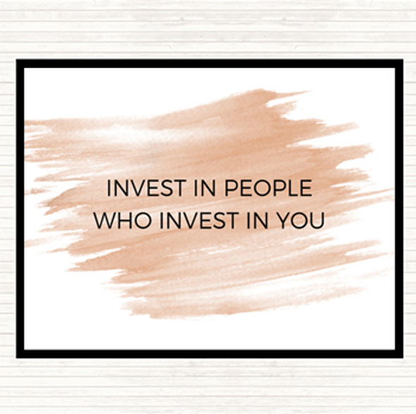 Watercolour Invest In People Quote Mouse Mat Pad