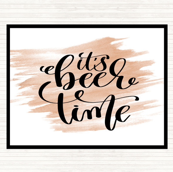Watercolour Its Beer Time Quote Mouse Mat Pad