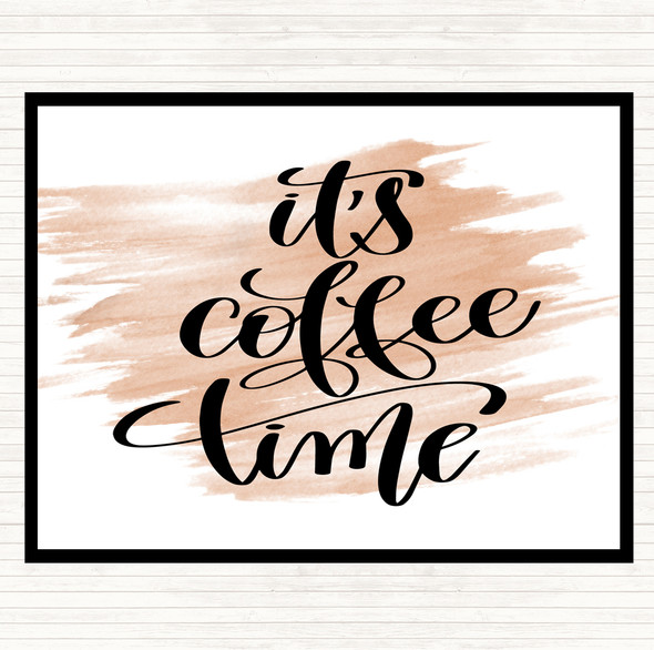 Watercolour Its Coffee Time Quote Mouse Mat Pad