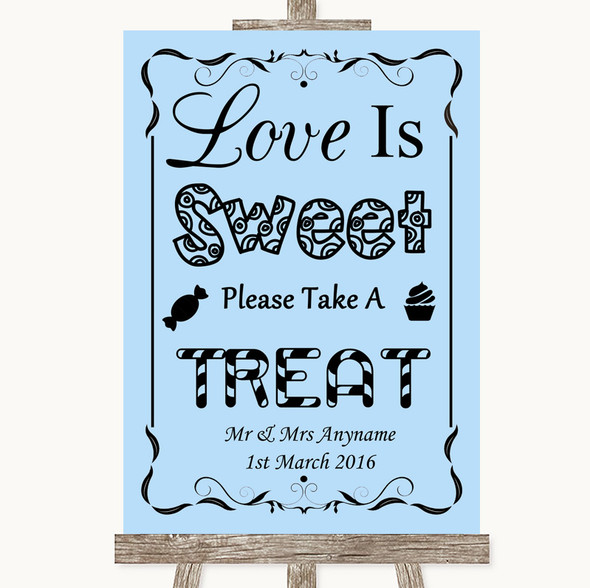 Blue Love Is Sweet Take A Treat Candy Buffet Personalised Wedding Sign