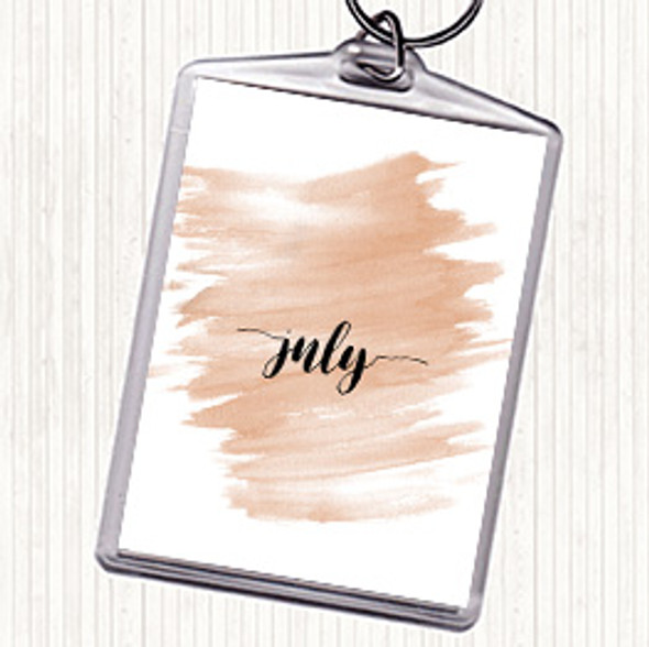 Watercolour July Quote Bag Tag Keychain Keyring