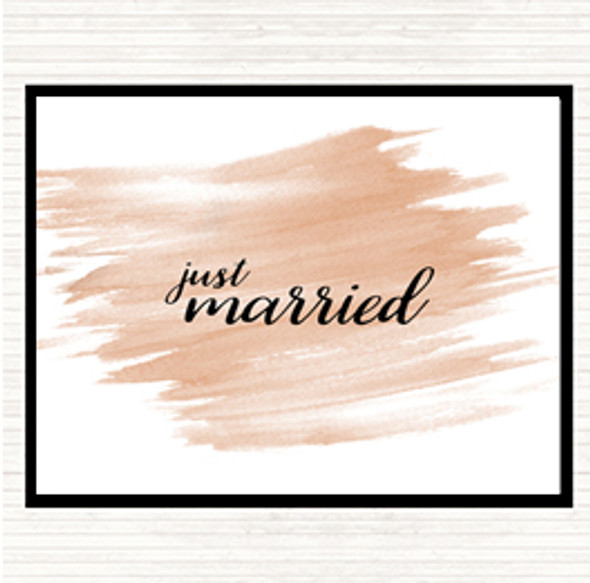 Watercolour Just Married Quote Mouse Mat Pad