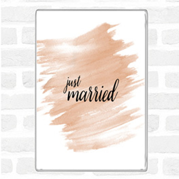 Watercolour Just Married Quote Jumbo Fridge Magnet