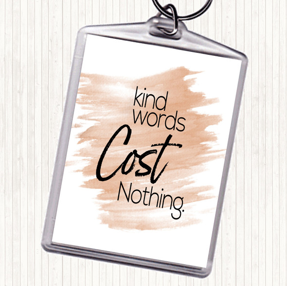 Watercolour Kind Words Cost Nothing Quote Bag Tag Keychain Keyring