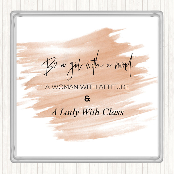 Watercolour Lady With Class Quote Drinks Mat Coaster
