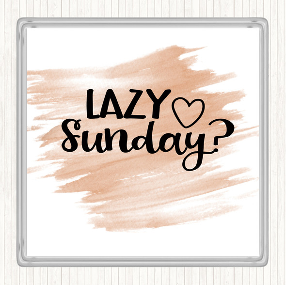 Watercolour Lazy Sunday Quote Drinks Mat Coaster