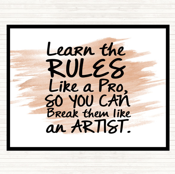 Watercolour Learn The Rules Quote Mouse Mat Pad
