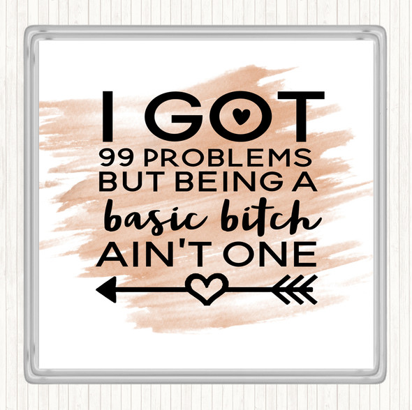Watercolour Basic Bitch Quote Drinks Mat Coaster