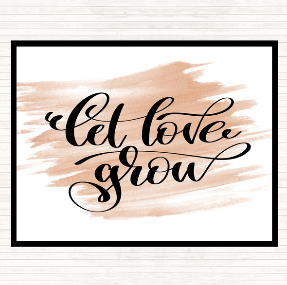 Watercolour Let Love Grow Quote Mouse Mat Pad