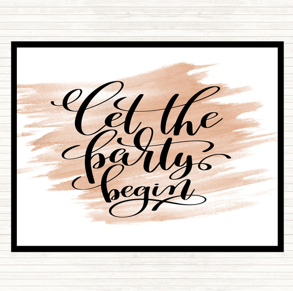 Watercolour Let The Party Begin Quote Dinner Table Placemat