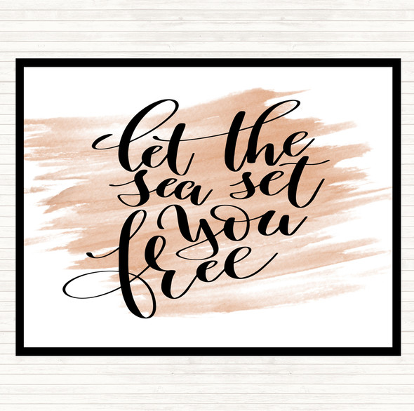 Watercolour Let The Sea Set You Free Quote Dinner Table Placemat