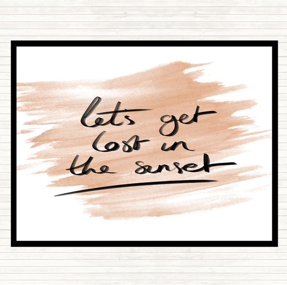 Watercolour Lets Get Lost Sunset Quote Mouse Mat Pad