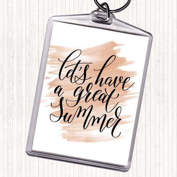 Watercolour Lets Have A Great Summer Quote Bag Tag Keychain Keyring