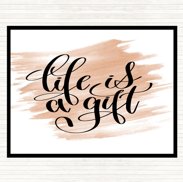 Watercolour Life Is A Gift Quote Mouse Mat Pad