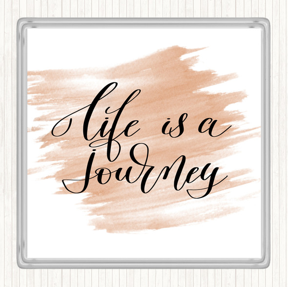 Watercolour Life Is A Journey Quote Drinks Mat Coaster