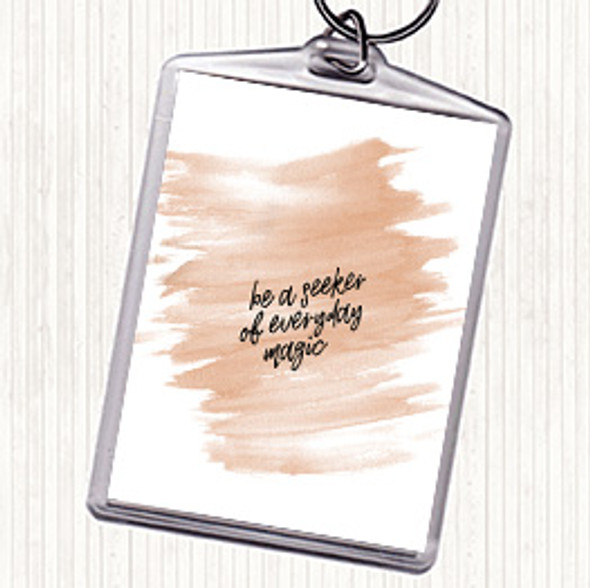 Watercolour Be A Seeker Quote Bag Tag Keychain Keyring