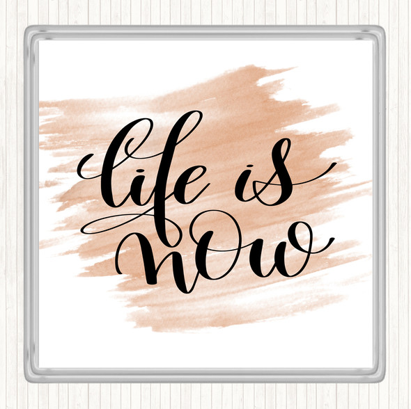 Watercolour Life Snow Quote Drinks Mat Coaster